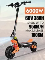 EU 2025 X5  6000W 60V 40V Electric Scooter Dual Motor Dual Suspension Shock Absorption Max Speed 95km/h 11 inch Max Mileage 90KM