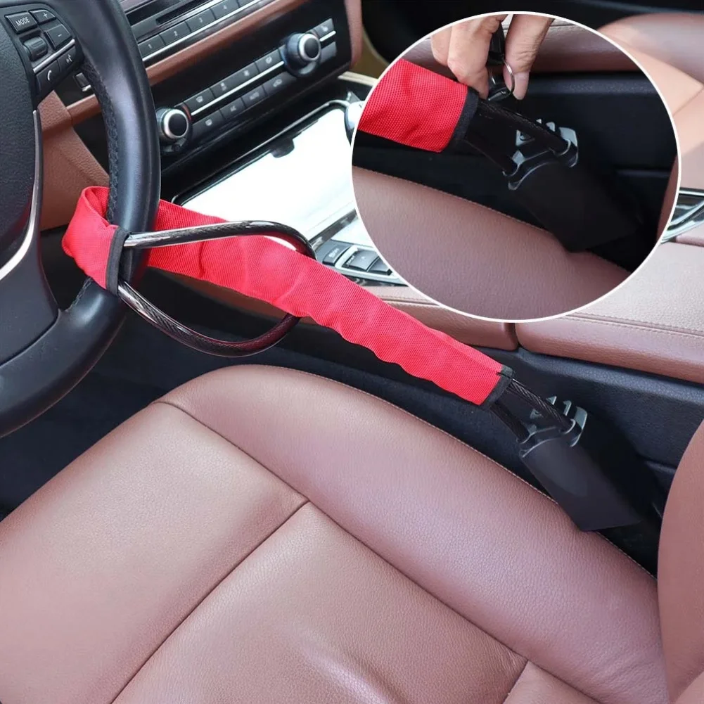 Portable Car Steering Wheel Lock with Seat Belt Buckle Sturdy Anti-theft Protection Device,Key Lock, ABS Material, for Car