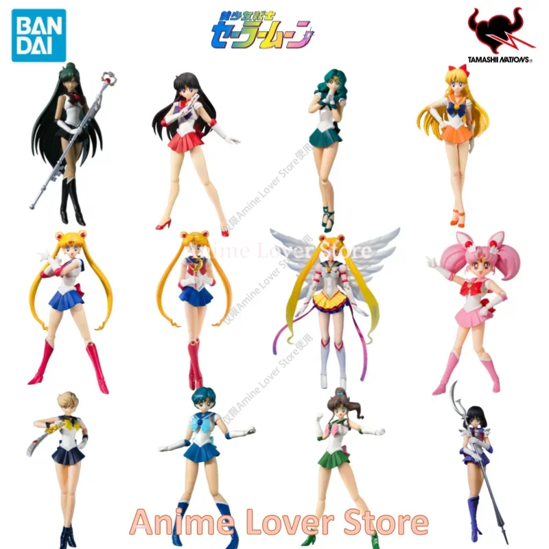 In Stock Original Bandai SHF Sailor Moon Mercury Tsukino Usagi Mars Action Figures Toys Collectible Model Ornaments