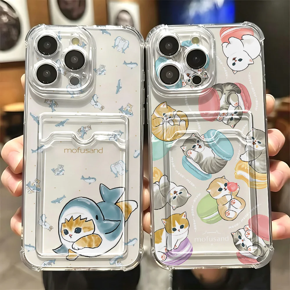 New Cute M-mofusands Cat Card Hold Phone Case For Samsung Galaxy S26 S25 S24 S23 S22 S21 S20 FE Plus Ultra M33 M53 M54 5G Cover