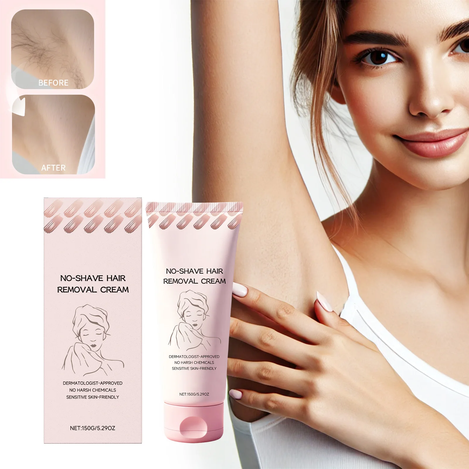 

No-Shave Hair Removal Cream for Body Painless Non Irritating Traceless Fast Depilatory Cream Leaves Skin Smooth & Moisturized