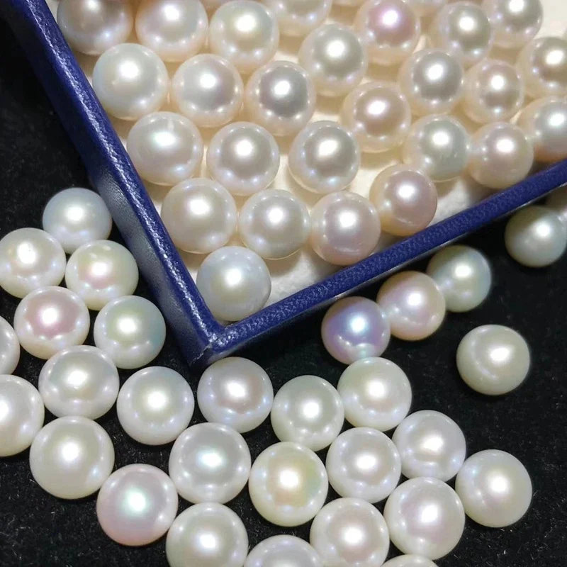 1pair/lot Cultured Freshwater Pearls Round High Luster Flawless Natural AAAAA Grade Pearl Beads for Ring Jewelry Accessories