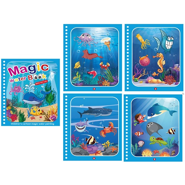 Libro de colorear reutilizable con imagen de agua mágica para niños, libro de dibujo sensorial para Educación Temprana, regalo de cumpleaños, gran oferta