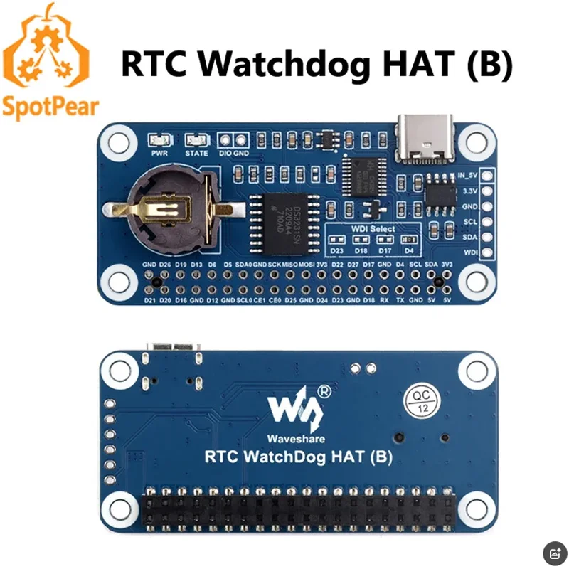 Raspberry Pi RTC WatchDog HAT -B Onboard DS3231SN High Precision RTC Chip Development Board Waveshare