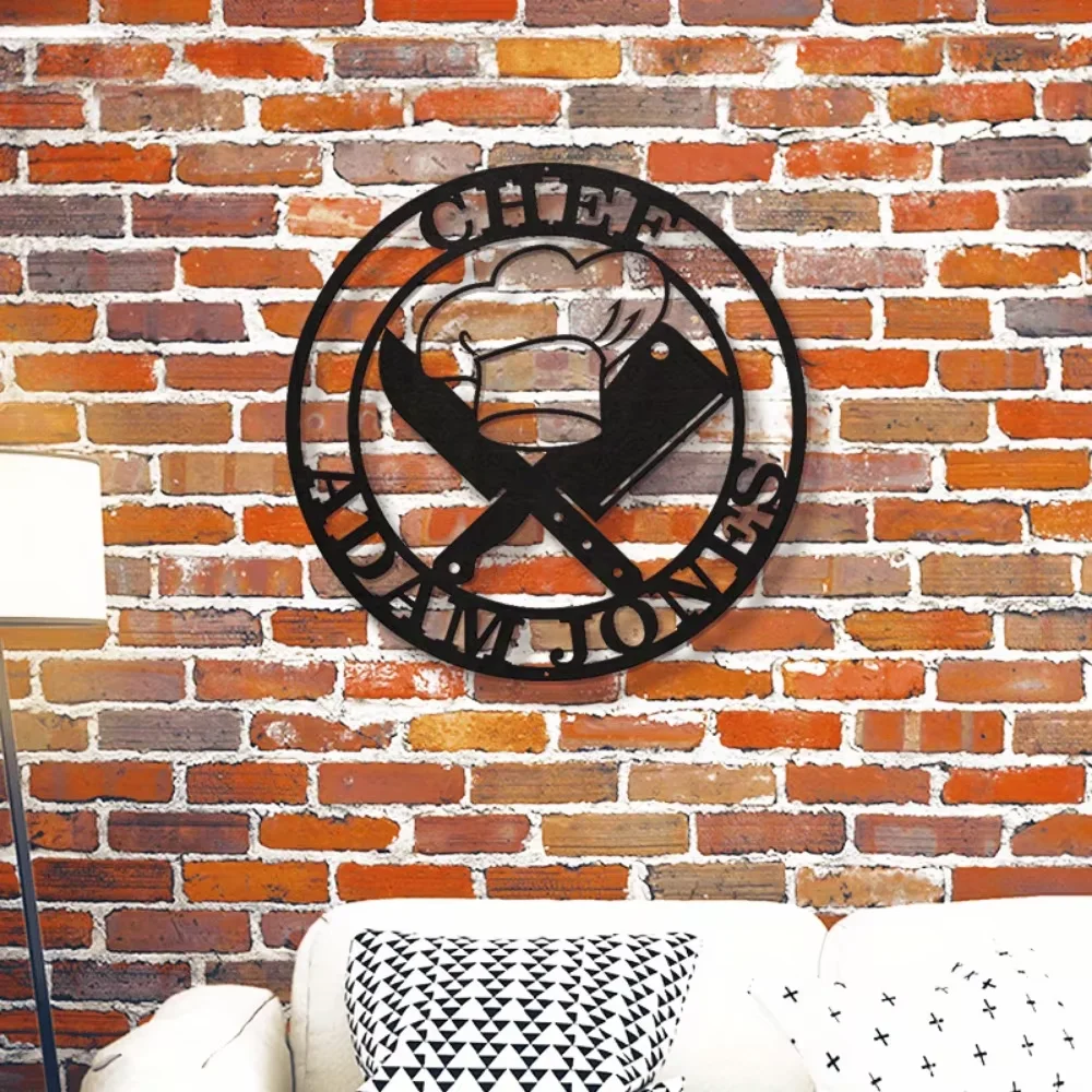 Personalized Custom Metal Chef Sign Durable,Stylish Wall Art with Chef Hat & Knife,Great for Home Decor Unique Wall Mounted Gift