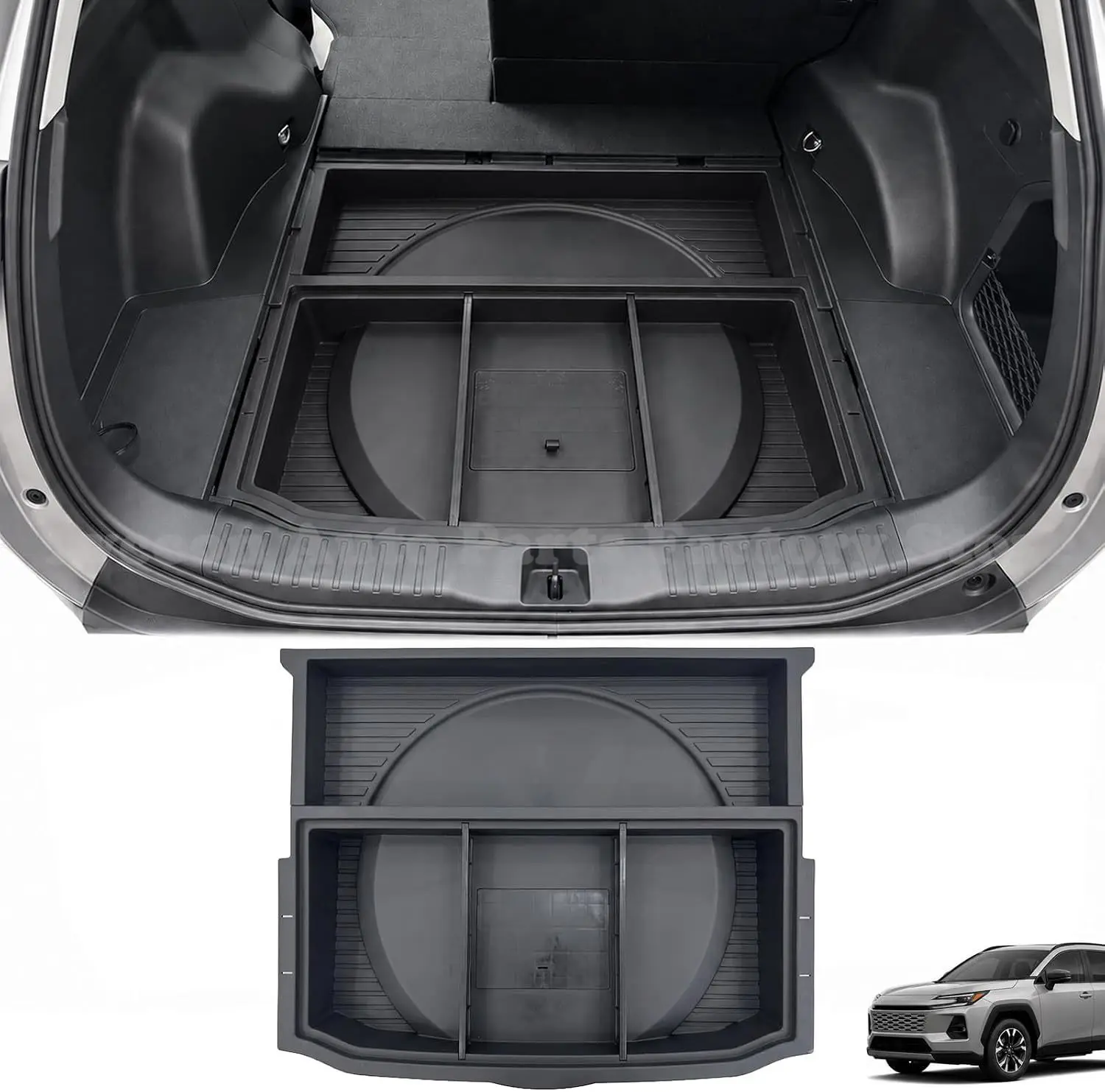 Rear Trunk Under Floor Storage Box for 2026 Toyota RAV4 6th Wildlander, Cargo Organizer Tray Interior Modification Accessories