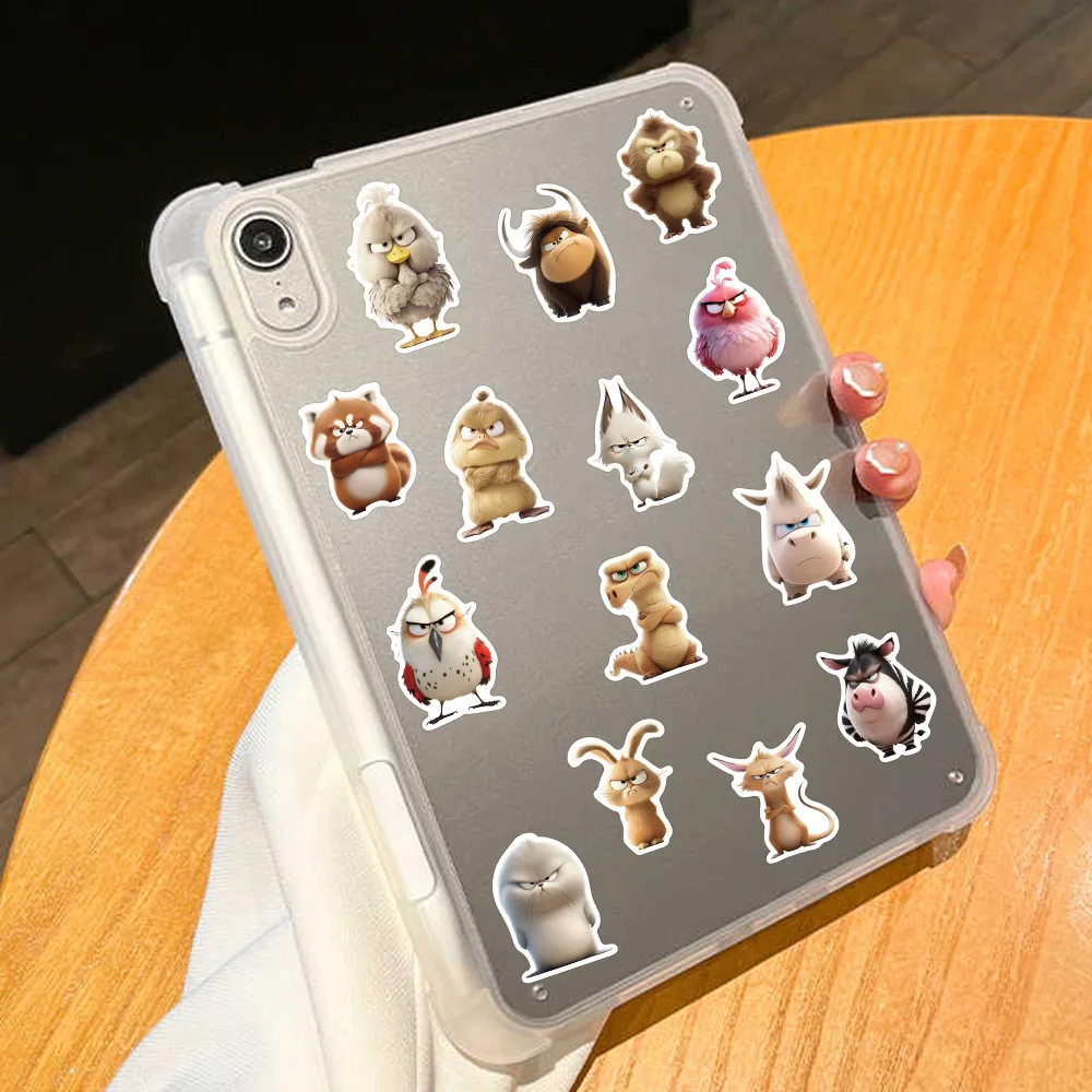 50Pcs Angry Funny Animals Stickers Waterproof Reusable PVC Decals With Whimsical Designs for Laptops Water Bottles Skateboard