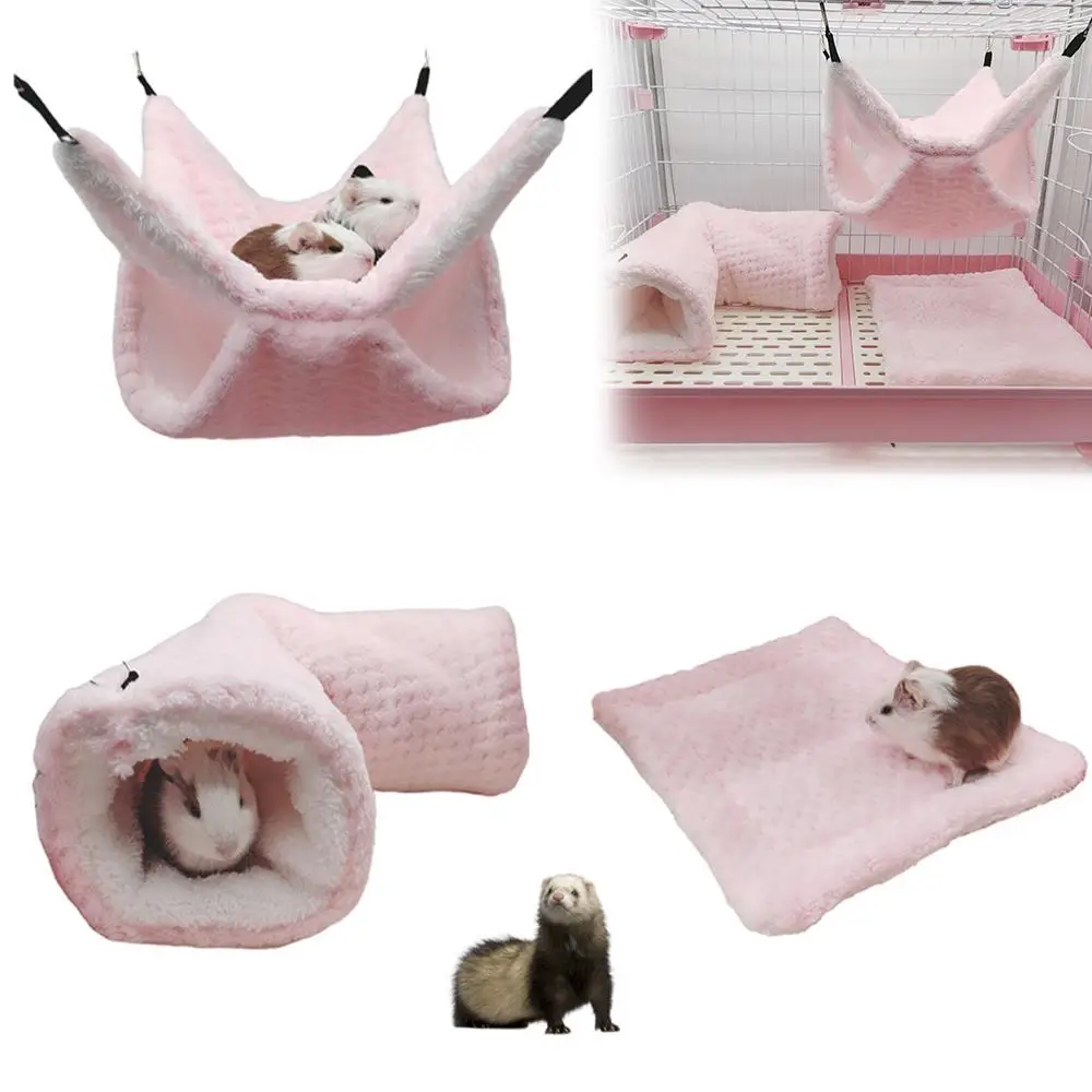 عش الهامستر الشتاء سرير البيت سقيفة معلقة أرجوحة قفص نفق أفخم مخبأ للهامستر خنازير غينيا السكر الحيوانات الأليفة الصغيرة C8q1 #3