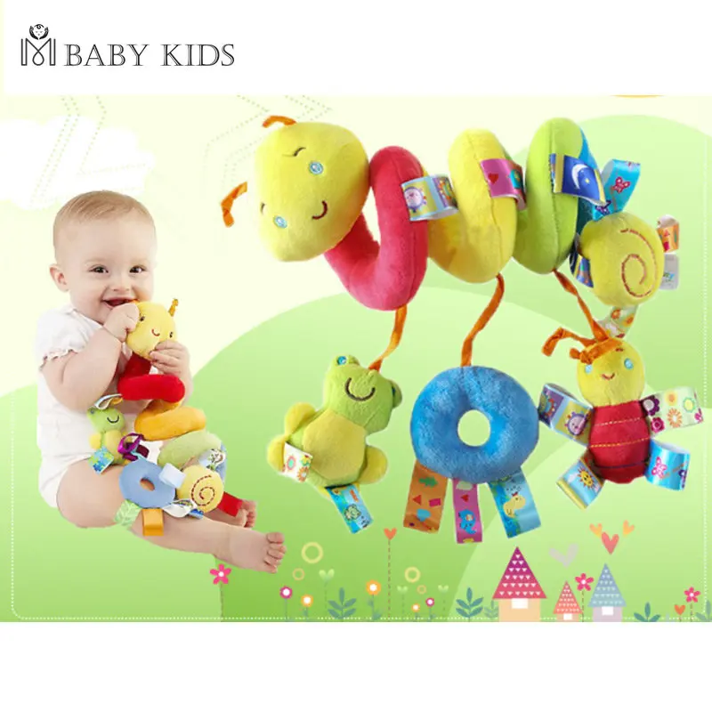 Baby Spiral Hanging Rattles Toys Plush Infant Squeaky Hand Bells Mobile Cartoon Bed Stroller Pacifier Toy Toddler погремушки