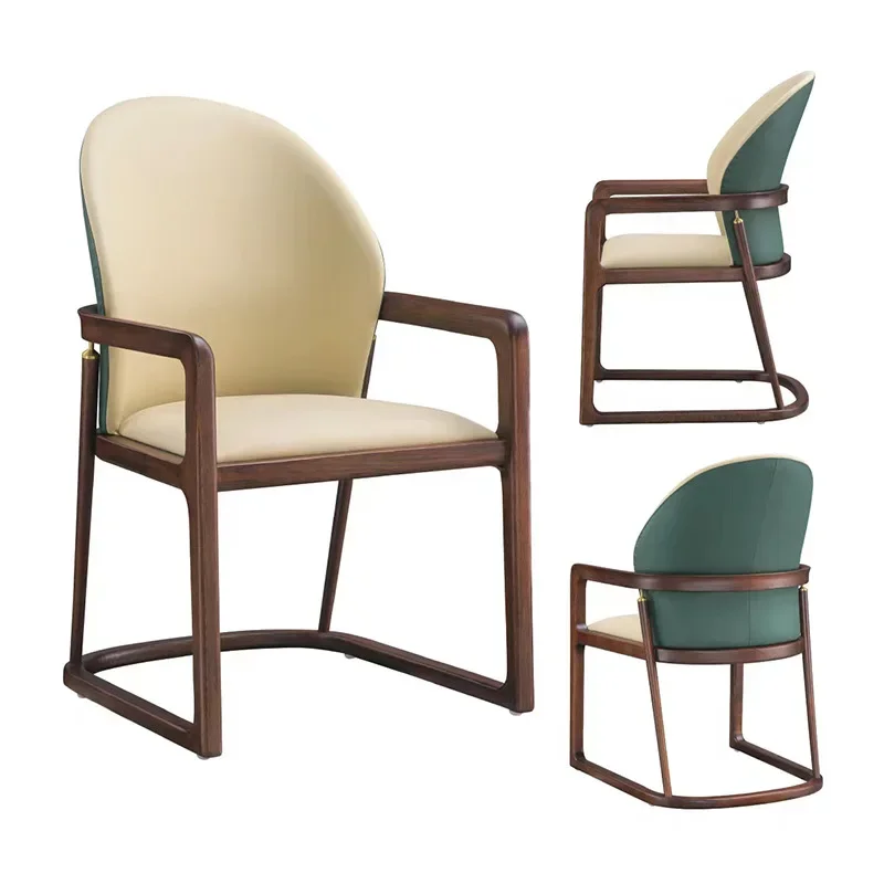 restaurant private dining chair, ash wood solid wood armchair, hotel clubhouse negotiation chair, 5 solid wood soft bag chairs