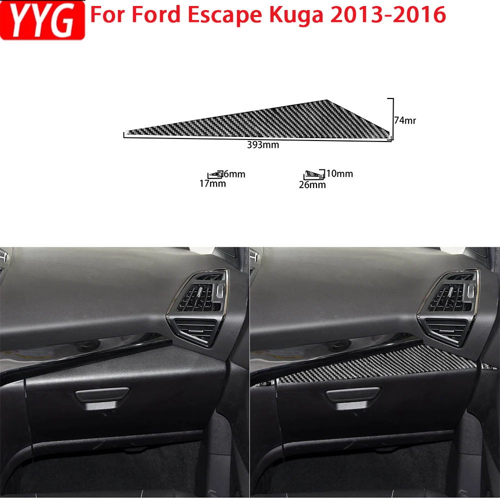 

For Ford Escape Kuga 2013-2016 Carbon Fiber Co-pilot Storage Glove Box Trim Decoration Cover Sticker Car Styling Accessories