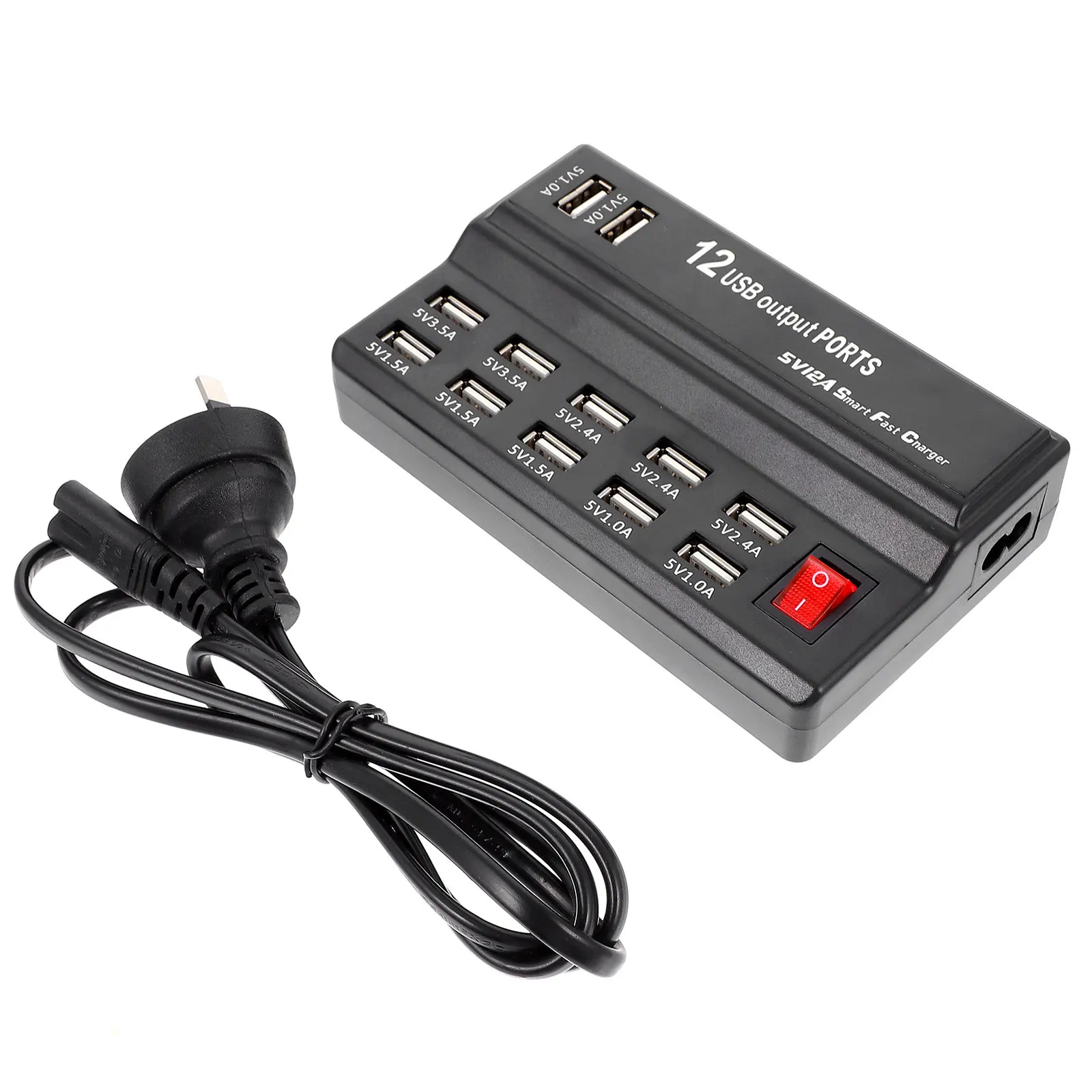 

Зарядная станция на 12 портов для смартфонов, планшетов и USB-устройств, совместимая с MP3/MP4 плеерами