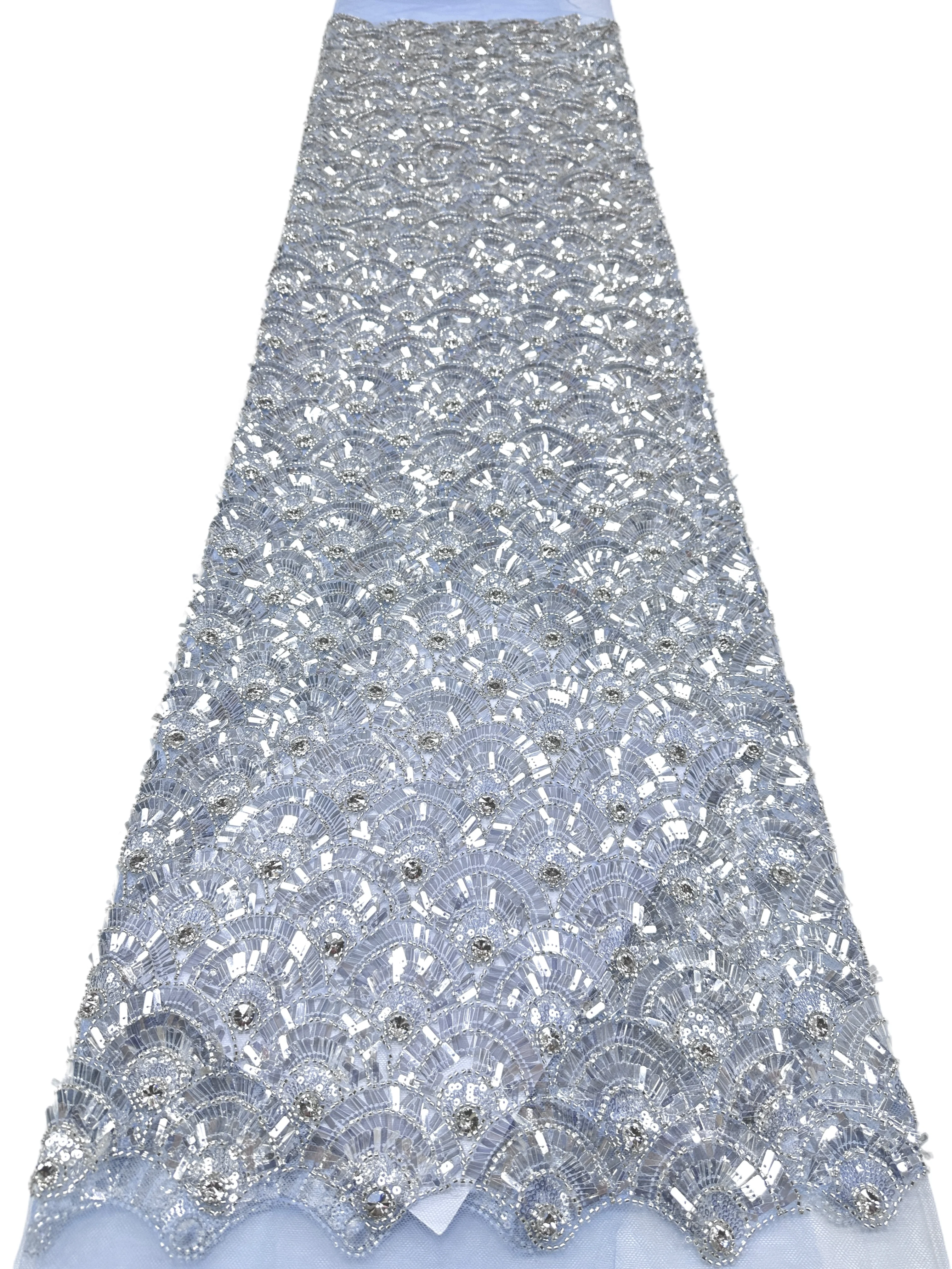 African Heavy Beaded Lace Fabric 2026 High Quality Nigerian Luxury Sequins 5 Yards Groom Wedding Party Dress Sewing Material