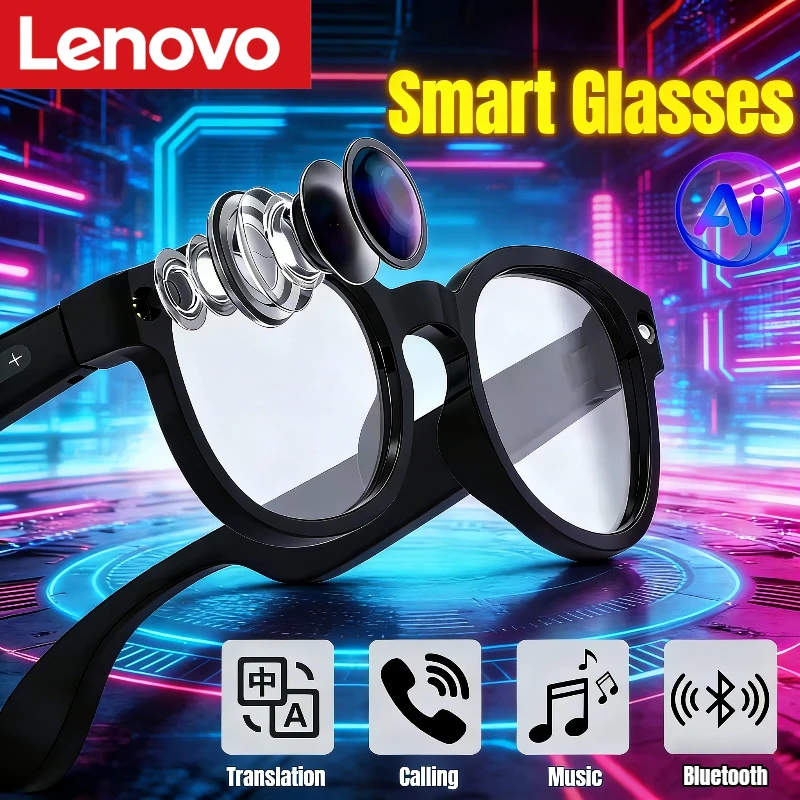 

Lenovo AI Smart Glasses 8MP HD Camera 4K Shooting Image Translation Conversation Recording Listening To Music Smart Glasses New