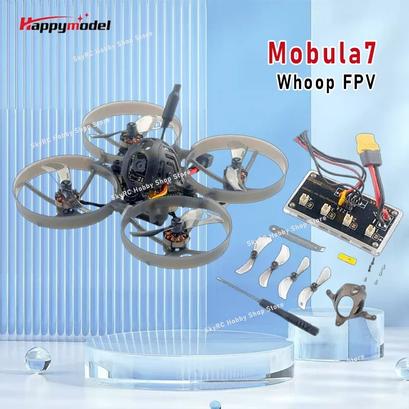 Happymodel Mobula7 1S Micro FPV Whoop, Caddx Ant Camera, 5.8G OpenVTX 400mW, RS0802 Brushless Motor, Beginner Racing Quadcopter