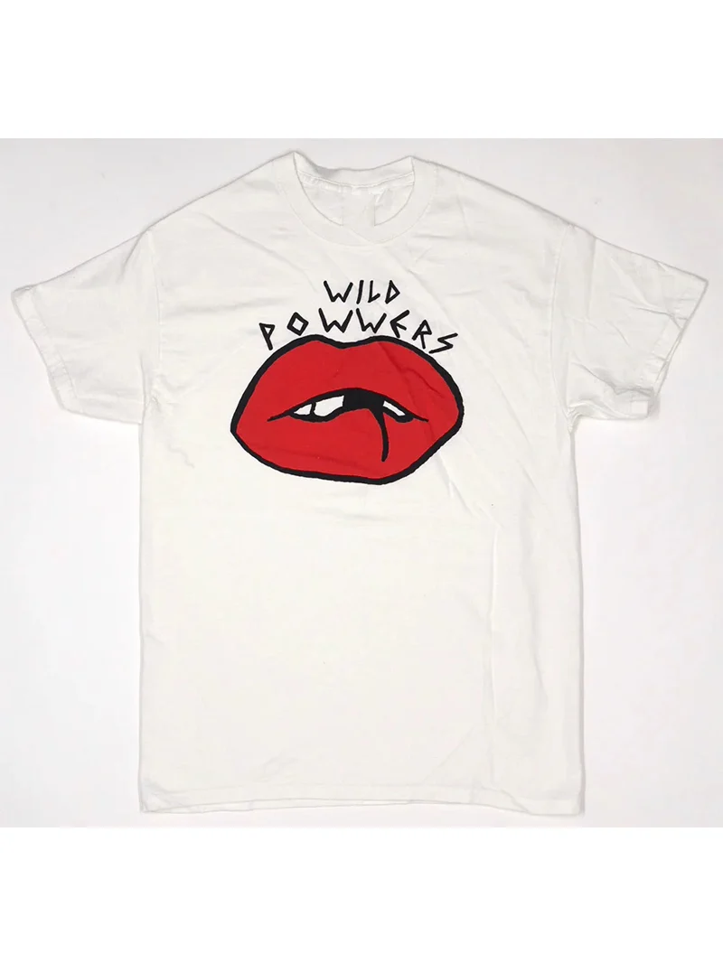 Wild Powwers Garage Oil Stain Lip Pattern Short Sleeve T-Shirt Pure Cotton American Style Summer Breathable Youth Fashion