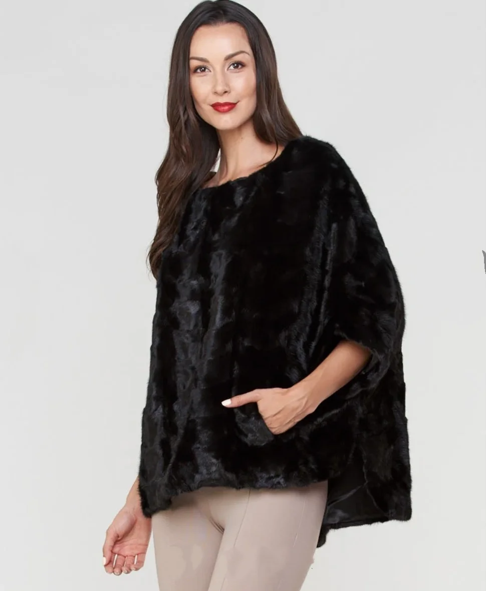 Real mink fur shawl, women's new mink fur leather jacket