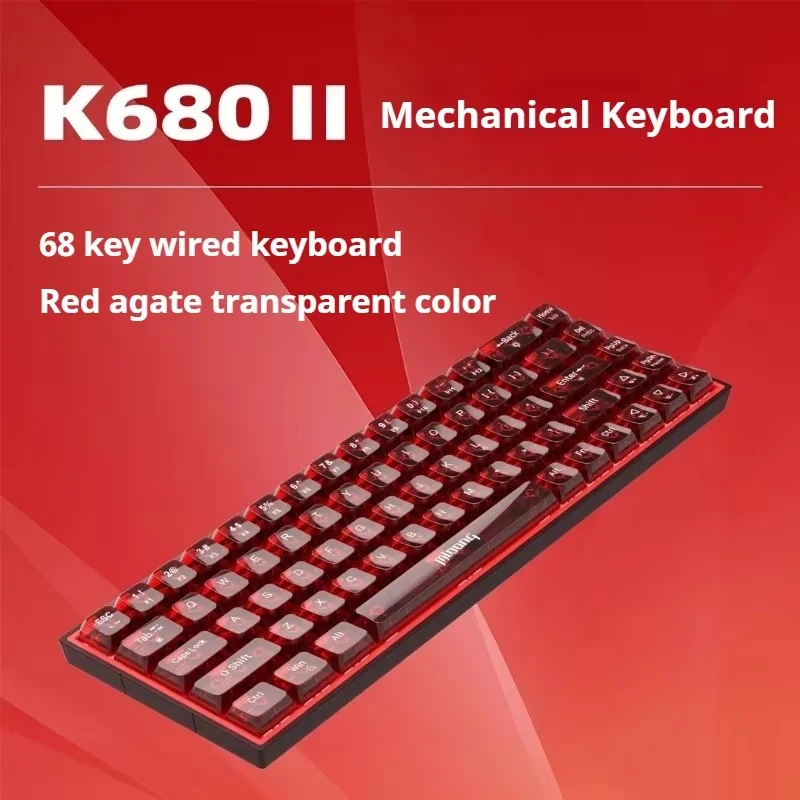 

K680 Mechanical Keyboard 68 Key Wired Gaming Keyboard Transparent Color Rgb Light Office E-Sports Game Accessories Birthday Gift