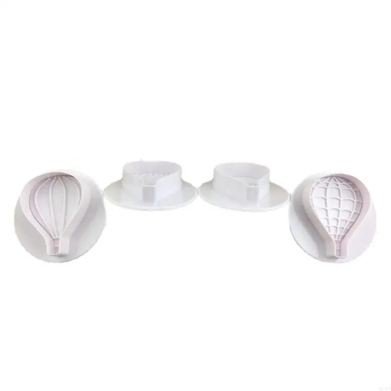 M76D Set of 4 Cookie Cutters Hot Air Balloon Shaped Biscuit Molds Kitchen Baking Tool