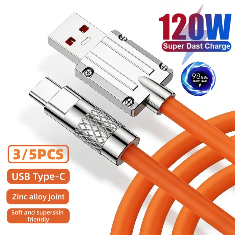 

3/5PSC 120 Вт 6A Супер быстрая зарядка USB C Жидкий силиконовый кабель для iPhone 14 Huawei Samsung Xiaomi Быстрое зарядное устройство Type-C Провод для передачи данных
