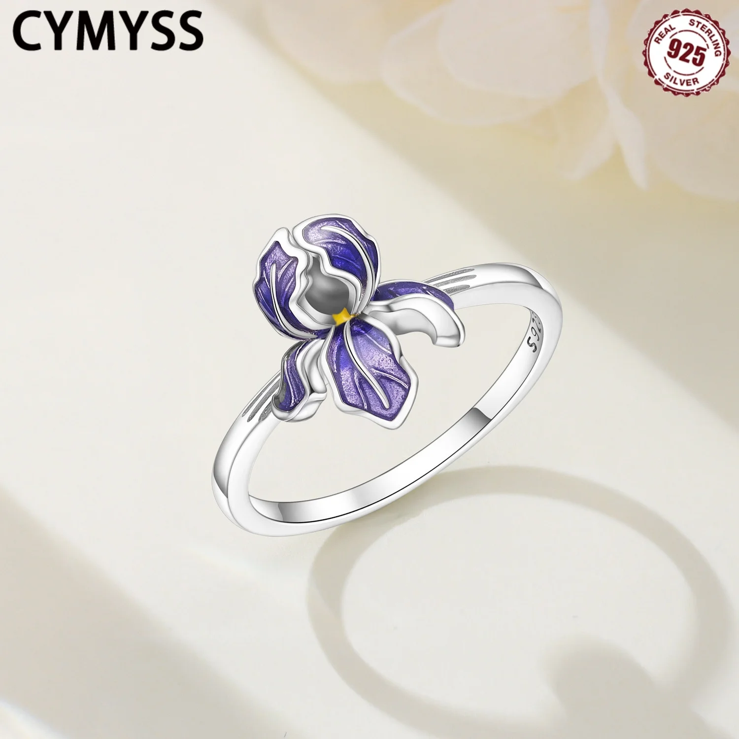 CYMYSS 2025 جديد S925 فضة أرجواني زهرة خاتم غرامة مجوهرات هدايا المرأة حفل زفاف مغلق الرقبة #4