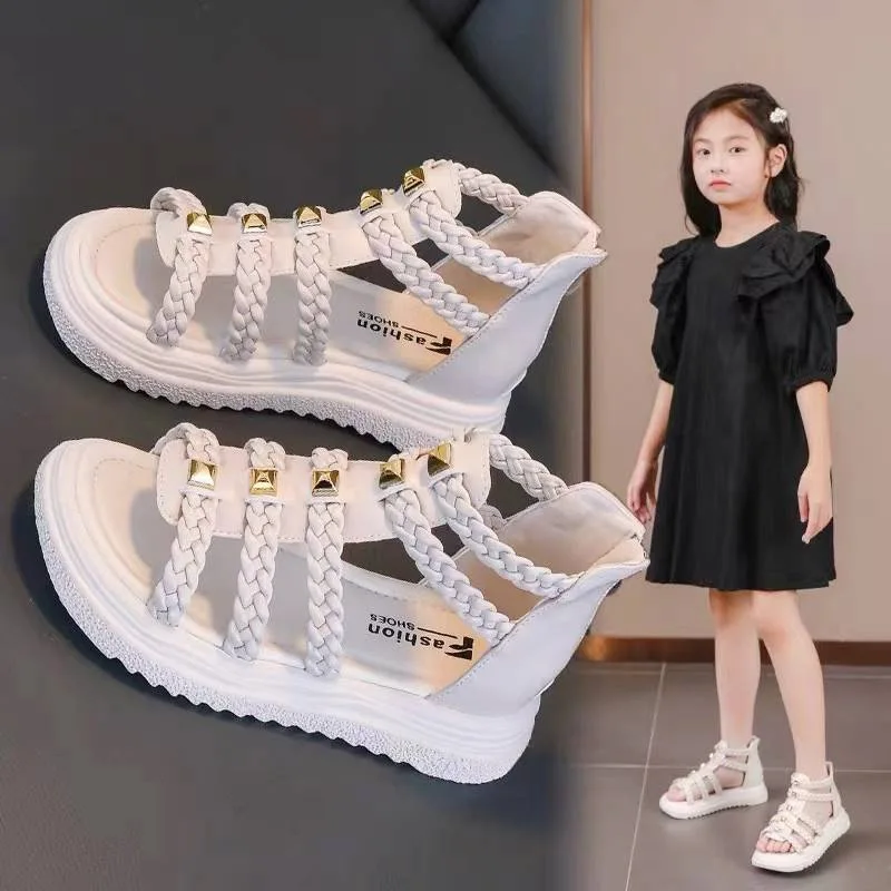 Baby Girls Gladiator Sandals 2026 Summer New Kids Roman Sandals Soft Sole Princess Fashion Sports Shoes For Little Girls