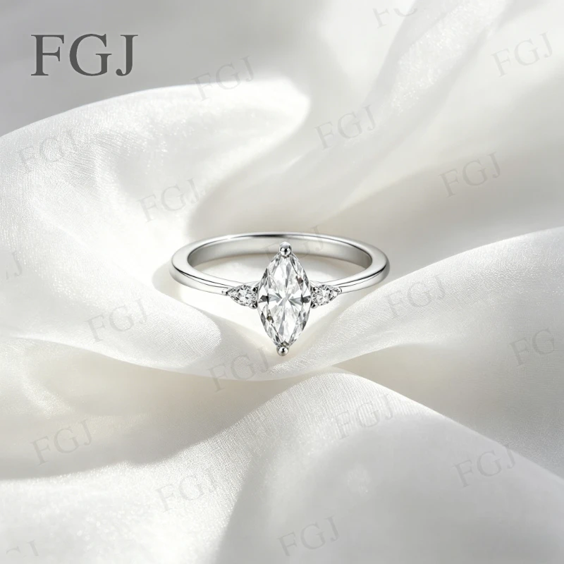 Ring aus 925er-Sterlingsilber, 1 Karat, echter Moissanit, D-Farbe, Marquise-Form, für Damen und Herren, Jahrestagsgeschenk, edler Schmuck, Ehering – Detail 8