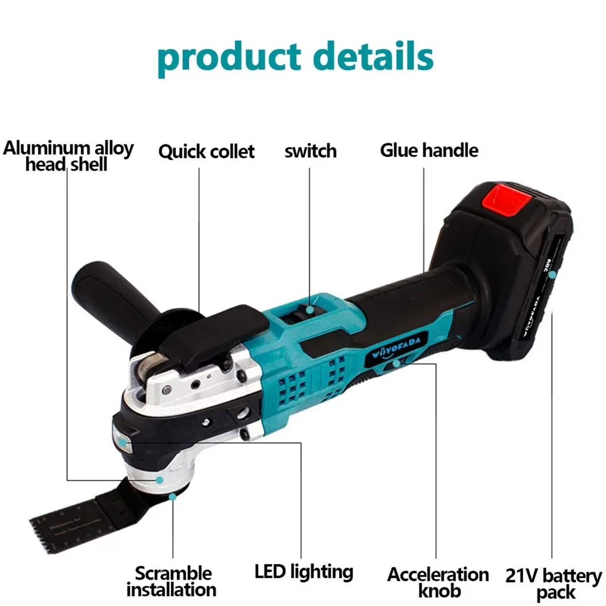 Outil multifonction oscillant électrique, scie, tondeuse, pelle de coupe, machine de découpe, outil de travail du bois pour Makita, batterie 18V