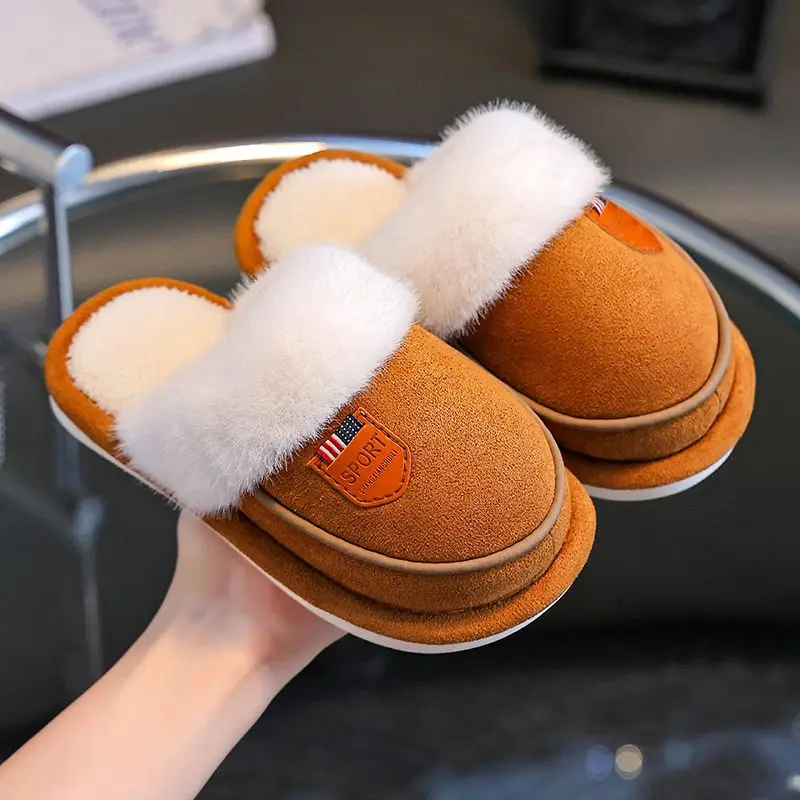 

Kids Cotton Slippers Warm Winter Indoor Non Slip Boys Girls Home Casual Shoes Soft Fleece Lining Toddler Big Kids Family Design