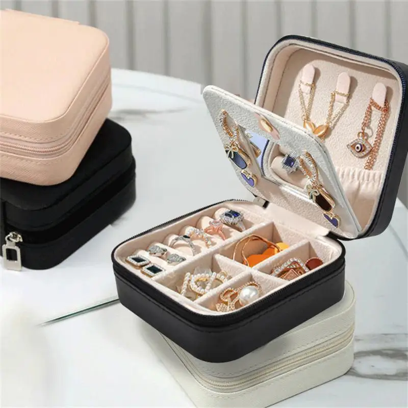 Schmuck Boxen Tragbare PU Leder Candy Farbe Organizer Display Reise Schmuck Fall Boxen Ohrringe Halskette Ring Schmuck Box