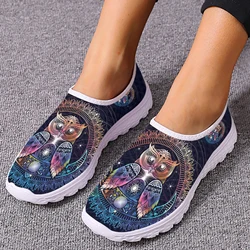 INSTANTARTS Trendy Gradient Color Boho Owl Design Brand Slip On Comfortable Summer Women's Shoes Casual Sneakers Zapatos Planos