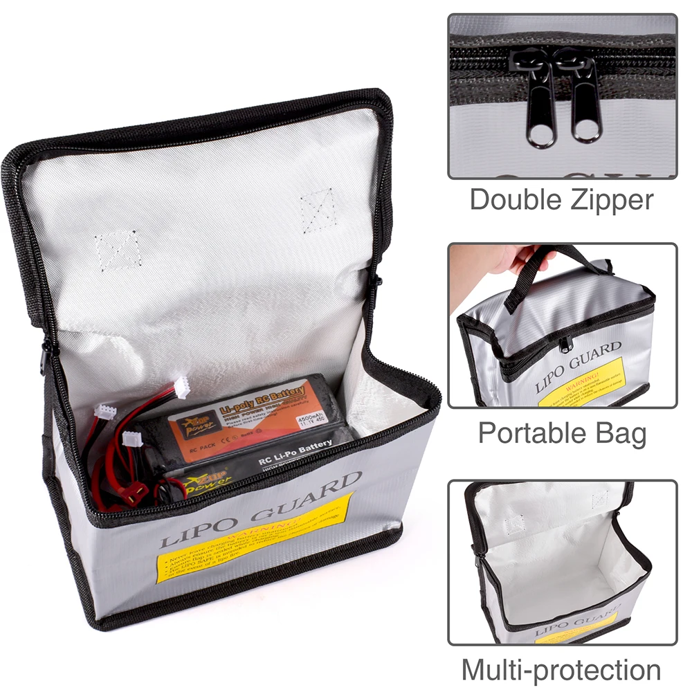 Bolsa protectora de seguridad Lipo, bolsa portátil ignífuga a prueba de explosiones para juguetes RC, FPV, Dron de carreras, coche, batería Lipo