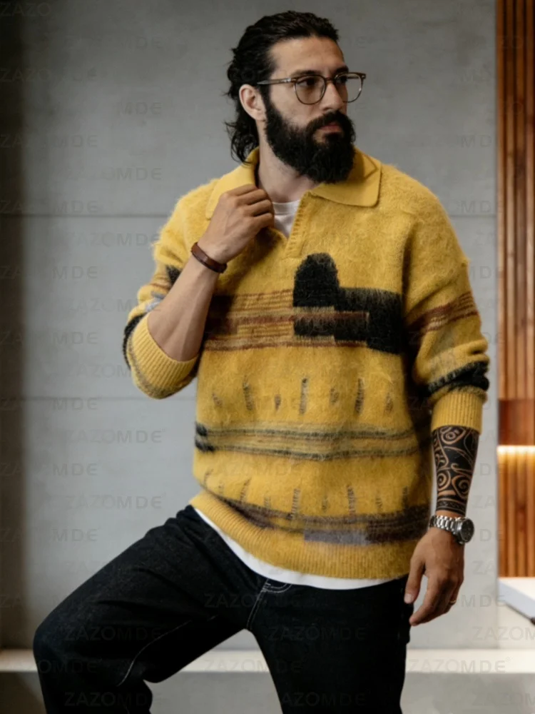 

ZAZOMDE 2025 New Lazy Aesthetic Tie Dye V Neck Sweater For Men Loose Fit Comfortable Knitwear Trendy Oversized Look Chic Style