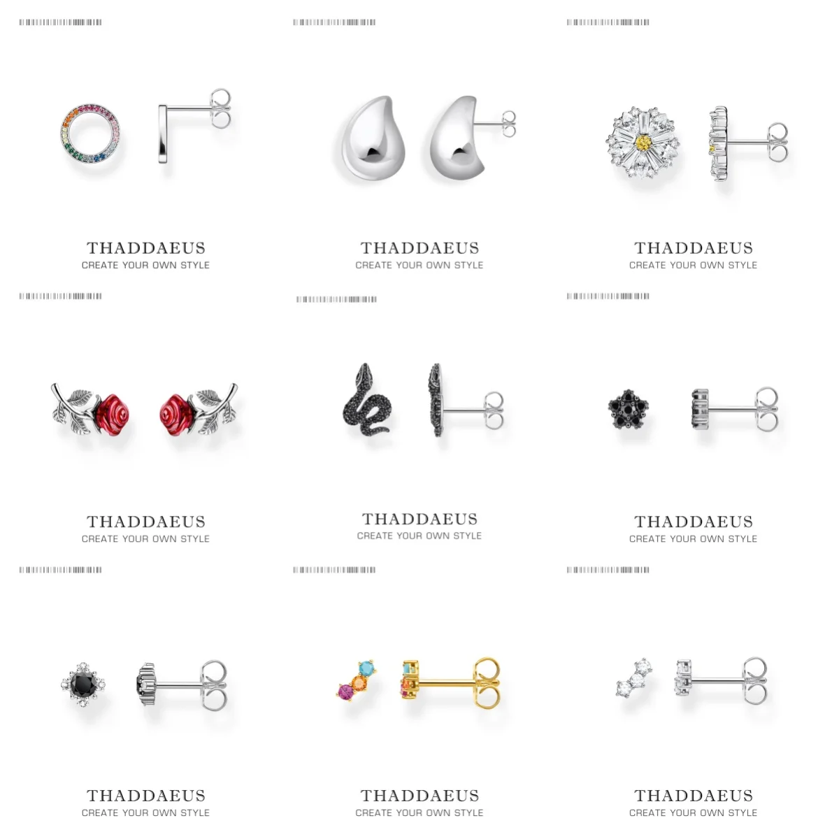 

Red Rose Flower Snake Ear Stud Earrings Europe Fine Jewelry For Women Romantic Gift In Real 925 Sterling Silver