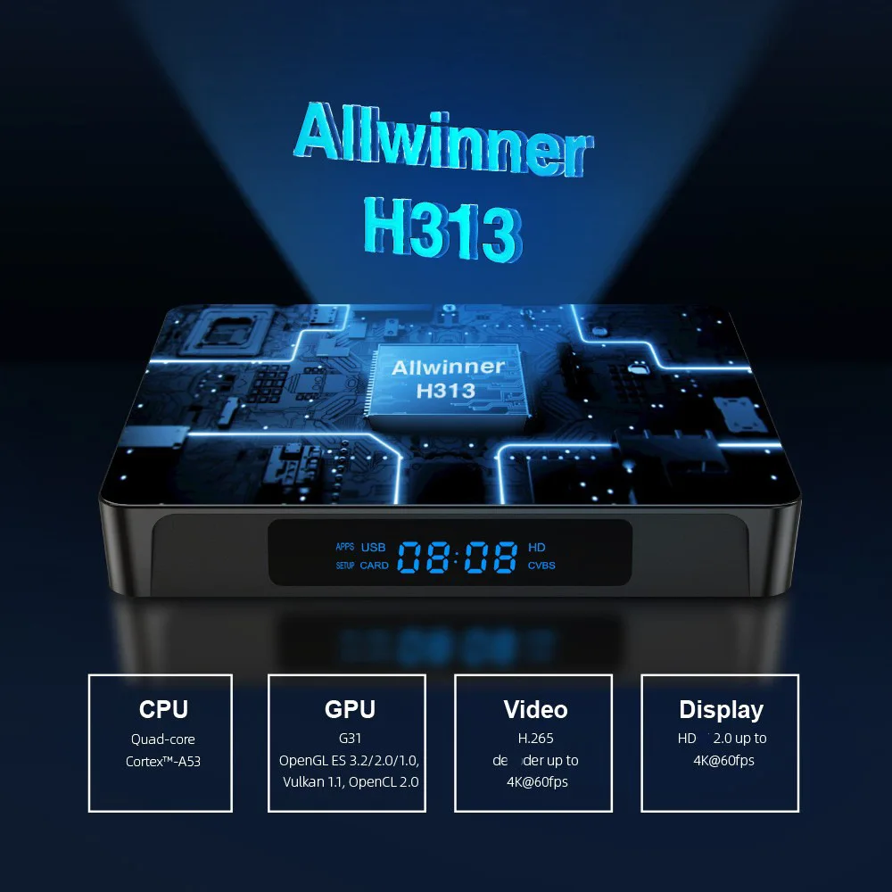 X96Q PRO Android 10 Smart TV Box Allwinner H313 4K @60fps 100M Ethernet WiFi 2.4G 2GB RAM 16GB ROM Home Multimedia Set Top Box