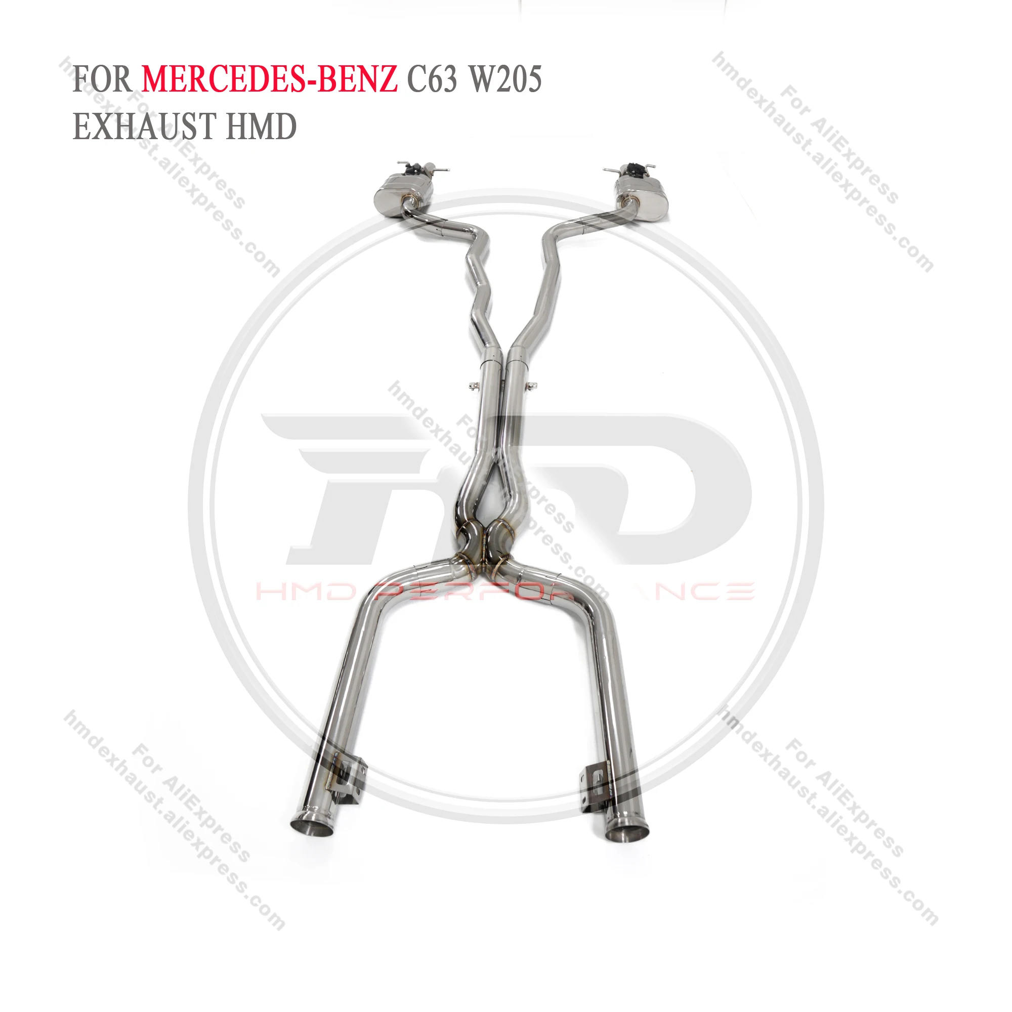 Performance Catback for Mercedes benz c63 w205 HMD Stainless Steel Exhaust System Muffler With Valve