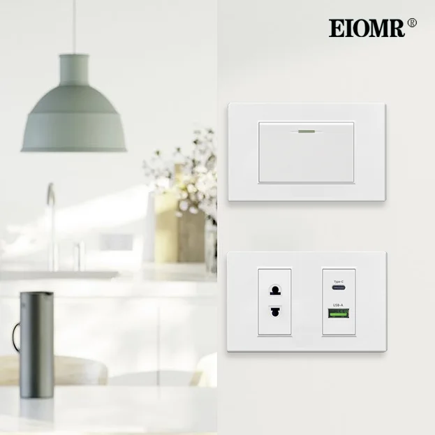 EIOMR 2 Holes American Standard Socket 118*72mm 1/2/3 Gang Wall Electrical Outlets 15A 110V-250V Wall Light Switch Decor Outlets