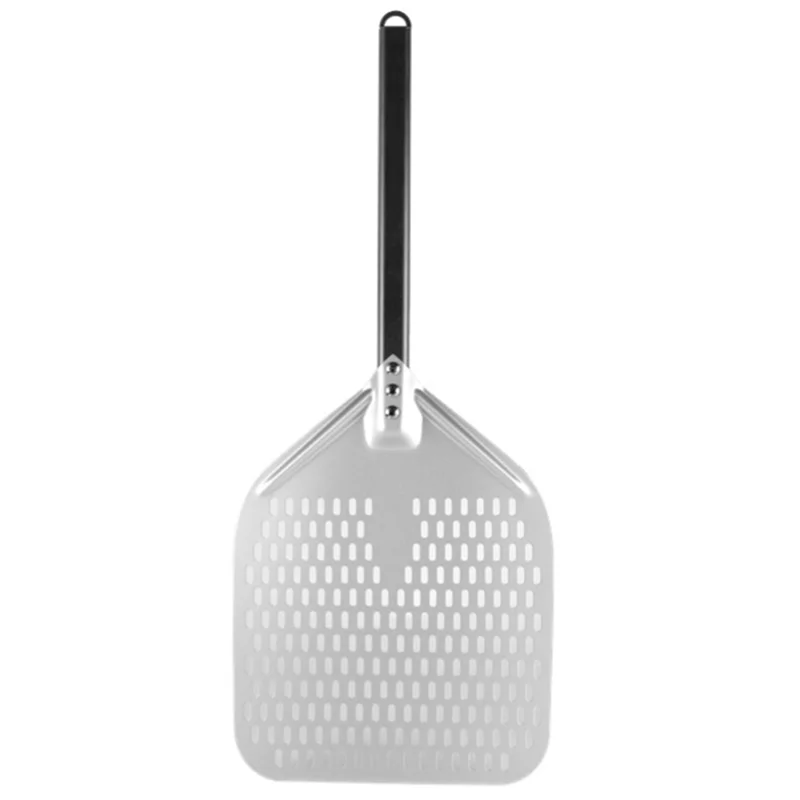 

ABUH-большая 12-дюймовая лопатка для токарной обработки пиццы, перфорированная лопатка, лопатка с металлической ручкой, антипригарный кухонный инструмент для выпечки