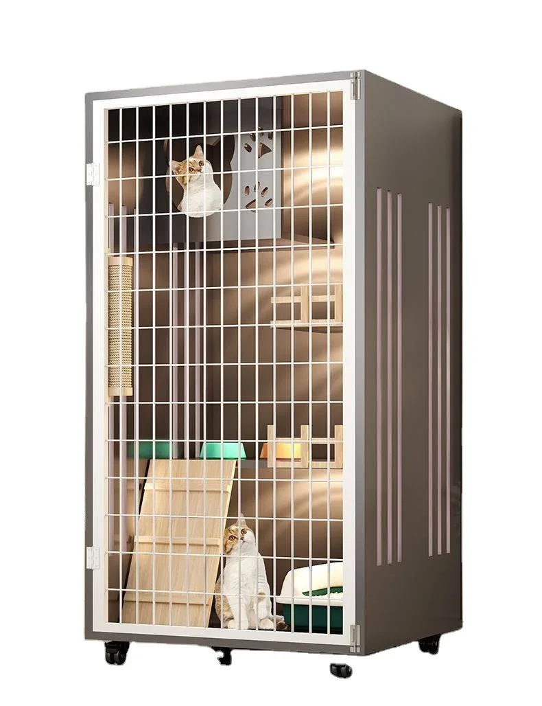 a forHigh Quality Customizable Enclosed Wooden Indoor Cat Cage & House Multi-Functional With Scratching Post & Balcony