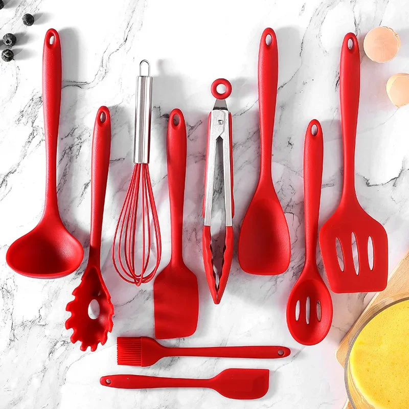 Non-Stick Silicone Ladle Cream Spatula Spoon Ladle Oil Brush Heat-Resistant Scraper Ect Flexible Kitchenware for Baking Cooking