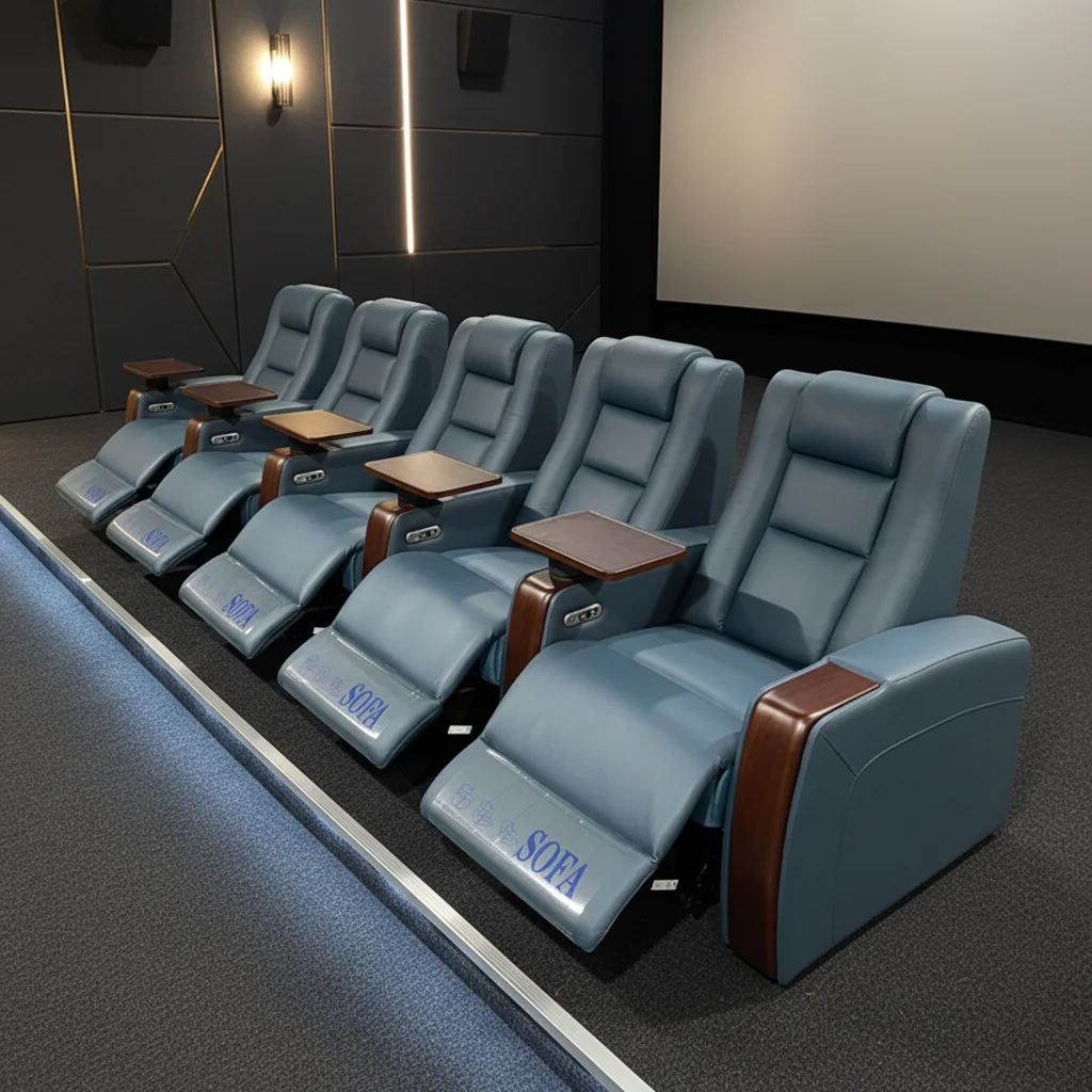 5 Seaters Reclining Sofas Home Cinema Seating Matt Wooden Armrest Cinema Electric Recliner Sofa Theater Living Room Furniture