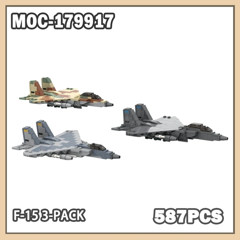 

MOC-179917 Mini Fighter Series F-15 3-Pack [1:110 scale] Building Block Model Brick Educational Puzzle Kids Toys Boy Gift 587PCS