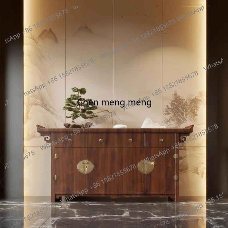 Song-style medieval solid wood porch cabinet, walnut living room decorative cabinet, storage against the wall