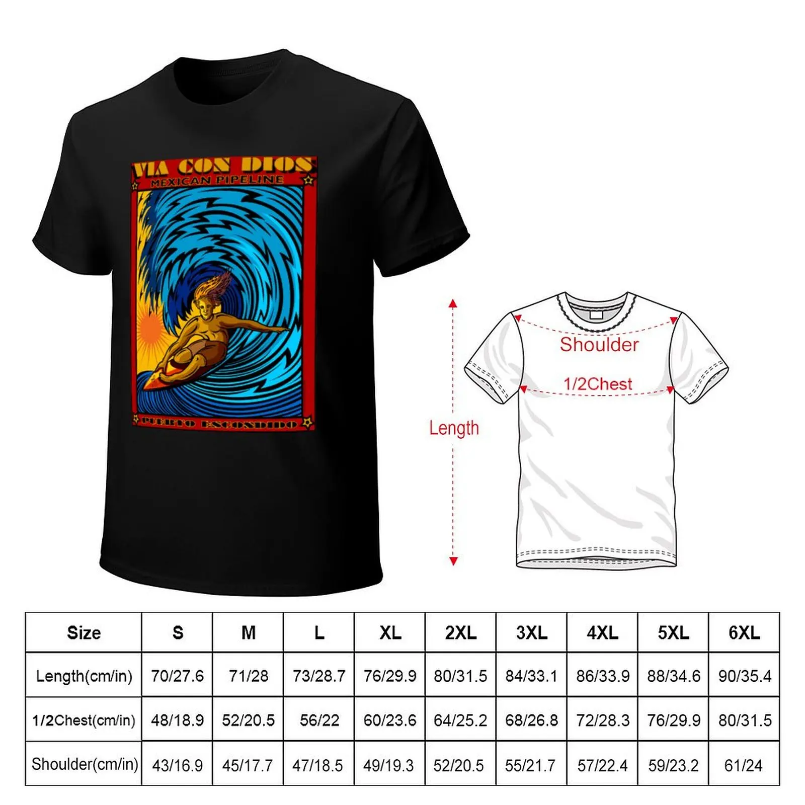 SURFING MEXICAN PIPELINE PUERTO ESCONDIDO MEXICO T-Shirt Plus Size Outdoor Casual Top