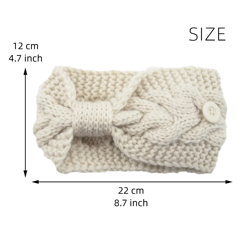 1pc Winter Warm Headband with Button for Women Girls Cross-Knot Knitted Ear Warmer Headwear Elastic Head Wraps Hair Accessories