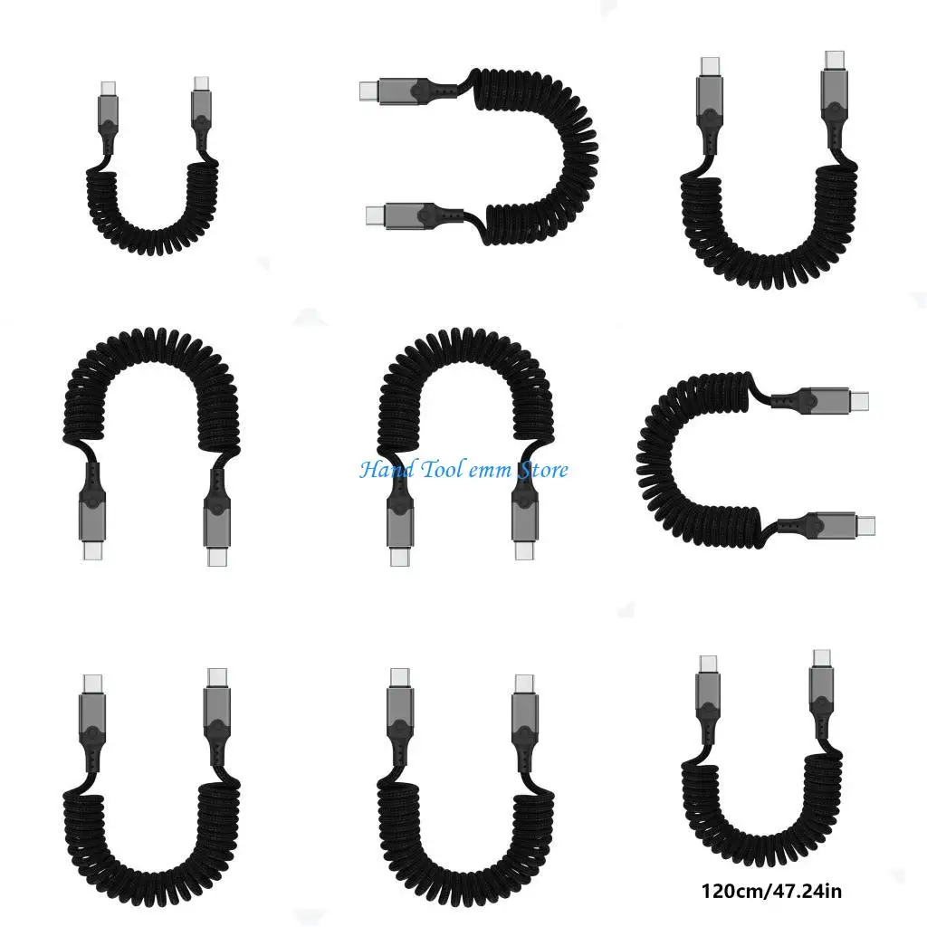 

H37F USB5 Male to Male Spring Cable 240W Charging Capability 80Gbps Transfer Rate 16K