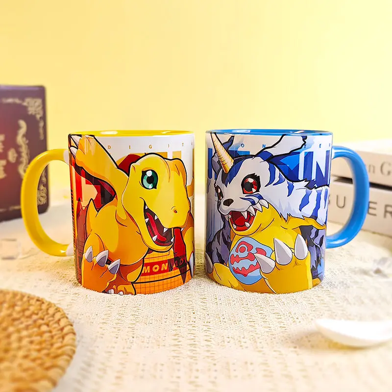 Чашка для воды Digimon, анимационная периферия, Agumon Gabumon Patamon Dilumon, керамическая кружка с мультяшным принтом, кофе с молоком, Рождественский подарок