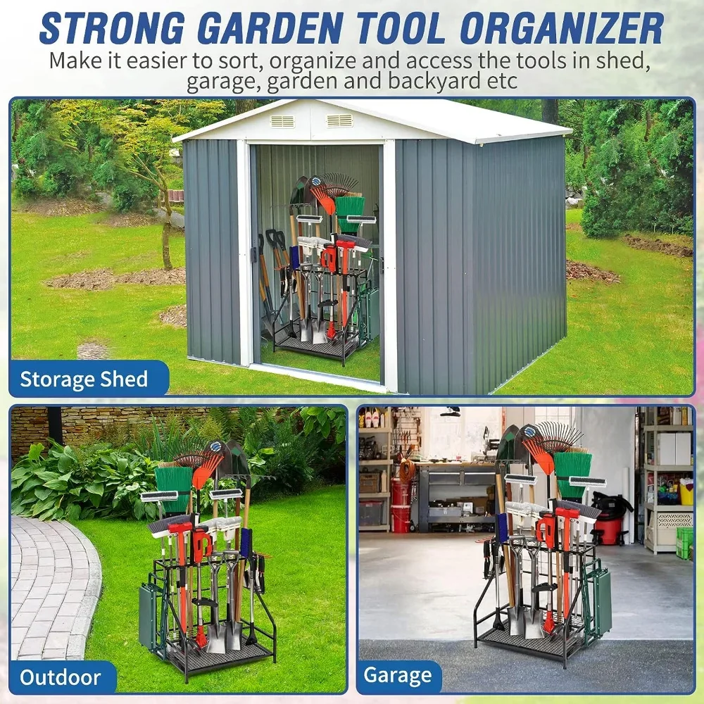 Garden Tool Organizer for Garage, Garden Tool Rack, Tool Organizers and Storage, up to 58 Long-Handled Tools, Garage Organizer