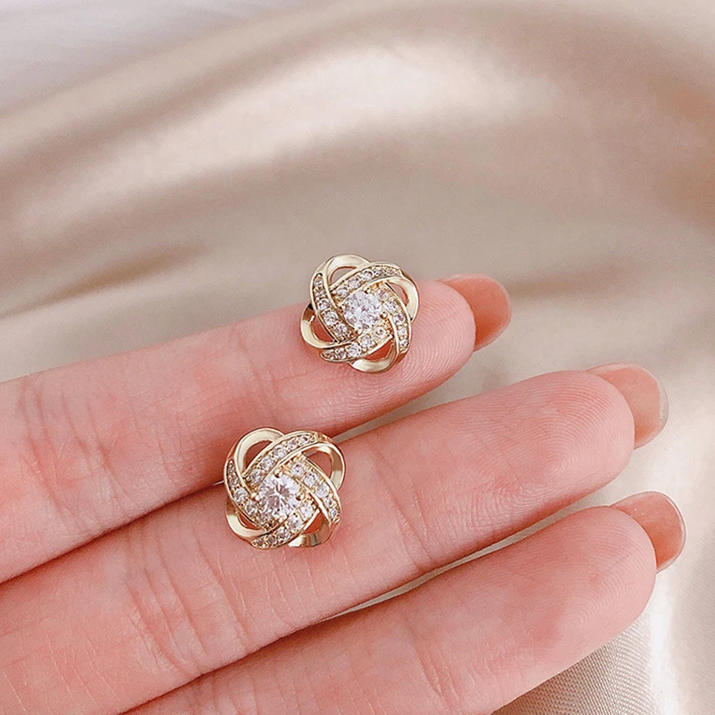 DREJEW الكورية موضة الصليب الجوف وأقراط التألق مطعمة حجر الراين القرط للنساء 2025 هدايا مجوهرات الزفاف الأنيقة #4