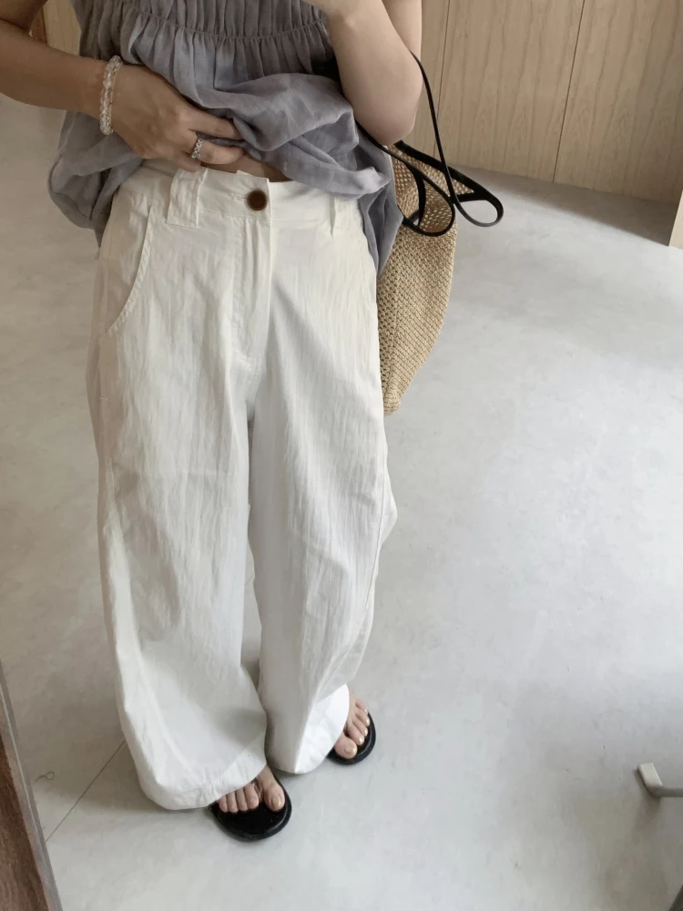 

Рекомендовано Iouiou! Летние брюки-кюлоты из хлопка с эффектом прохлады, двухцветные, синие, укороченные, маленький размер, повседневные, длинные штаны